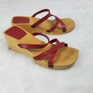J Crew Wooden Sandals Sz 8